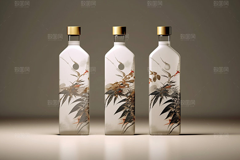 白酒酒瓶立体包装设计模型