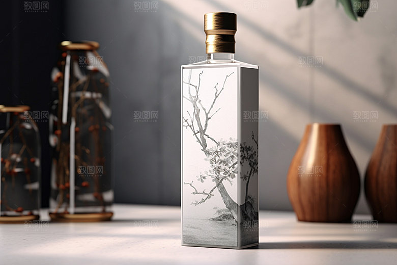 白酒酒瓶传统3D模型
