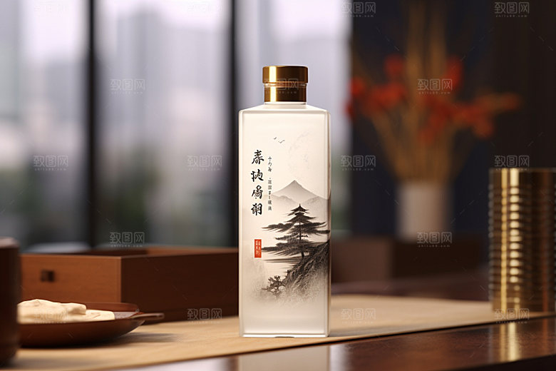 白酒酒瓶中国风3D模型
