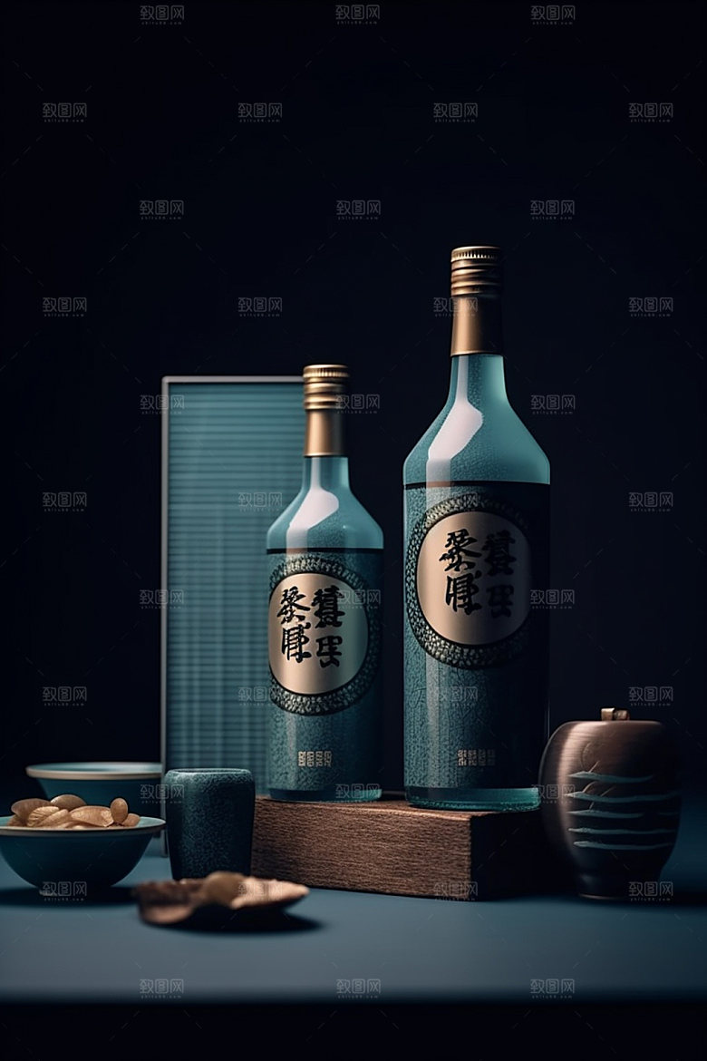 白酒酒瓶3D中式模型