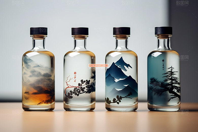 白酒酒瓶中国风立体模型