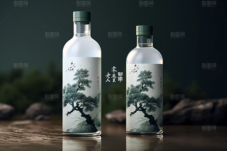 白酒酒瓶立体传统模型