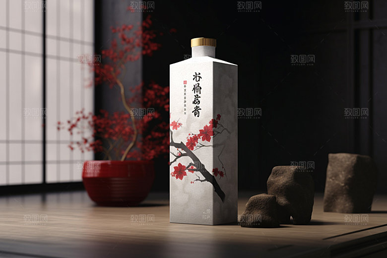 白酒酒瓶中国风中式模型