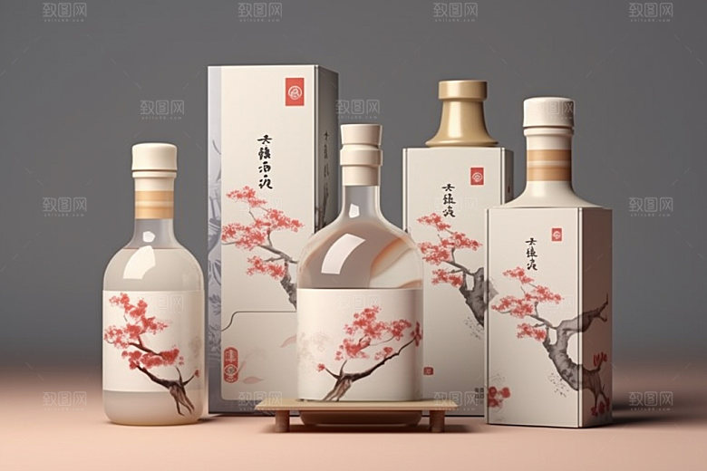 白酒酒瓶酒类中式模型