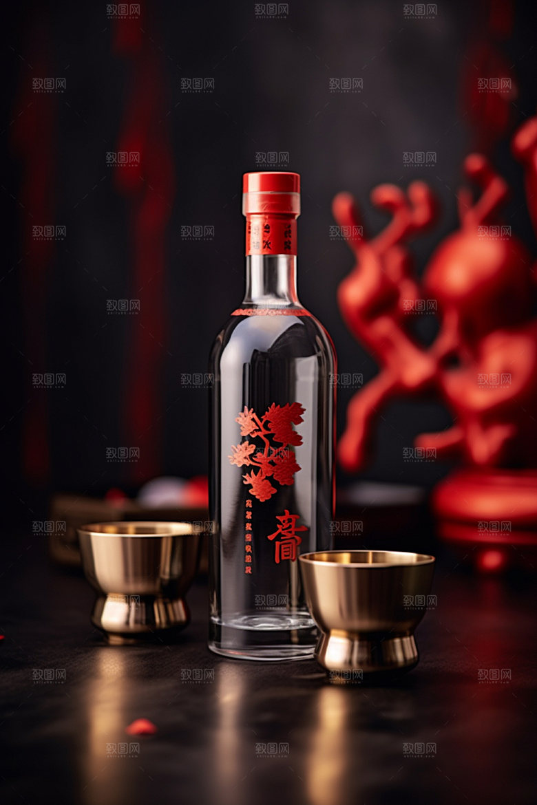 白酒酒瓶3D酒类模型