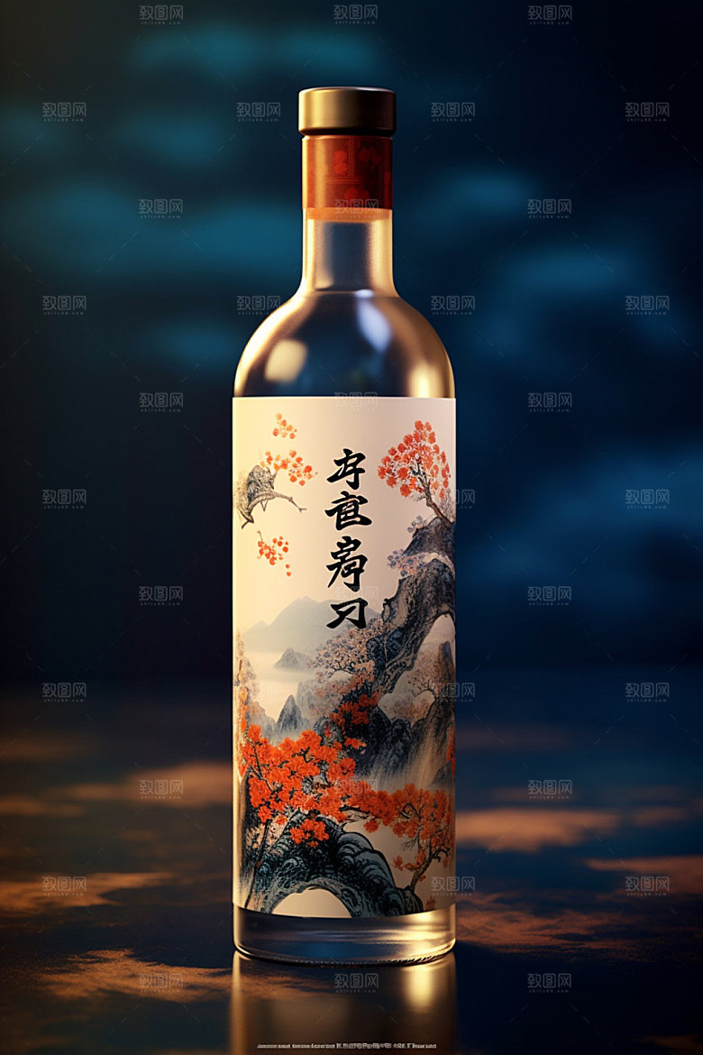 白酒酒瓶包装设计传统模型