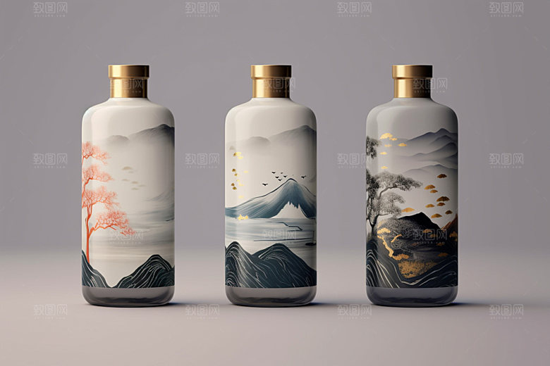 白酒酒瓶传统包装设计模型