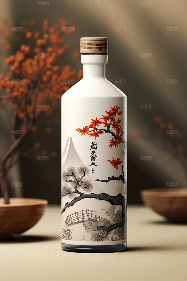 白酒酒瓶包装设计立体模型