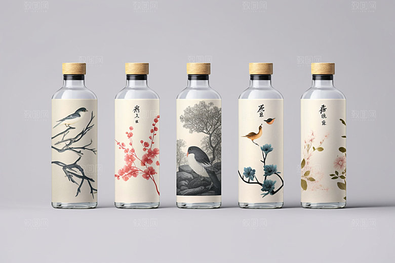 白酒酒瓶中国风传统模型