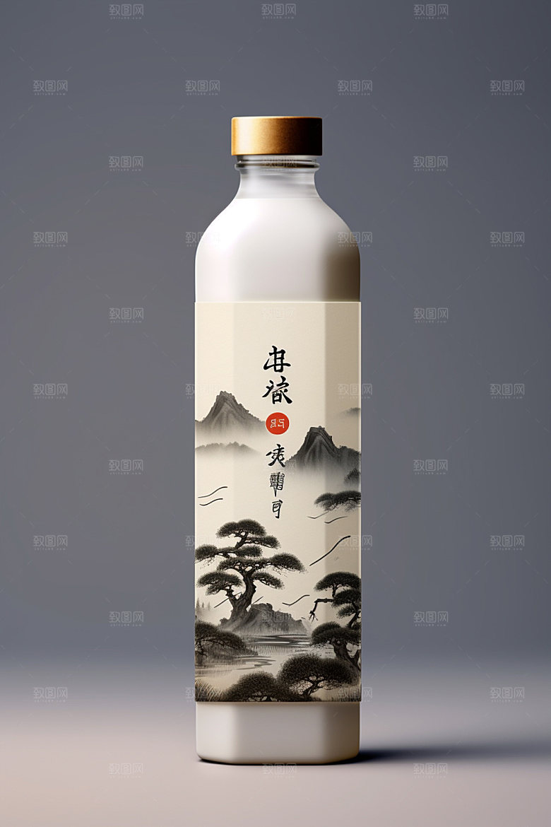 白酒酒瓶立体包装设计模型