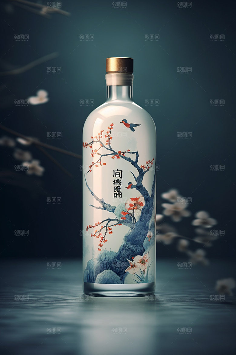 白酒酒瓶中国风包装设计模型