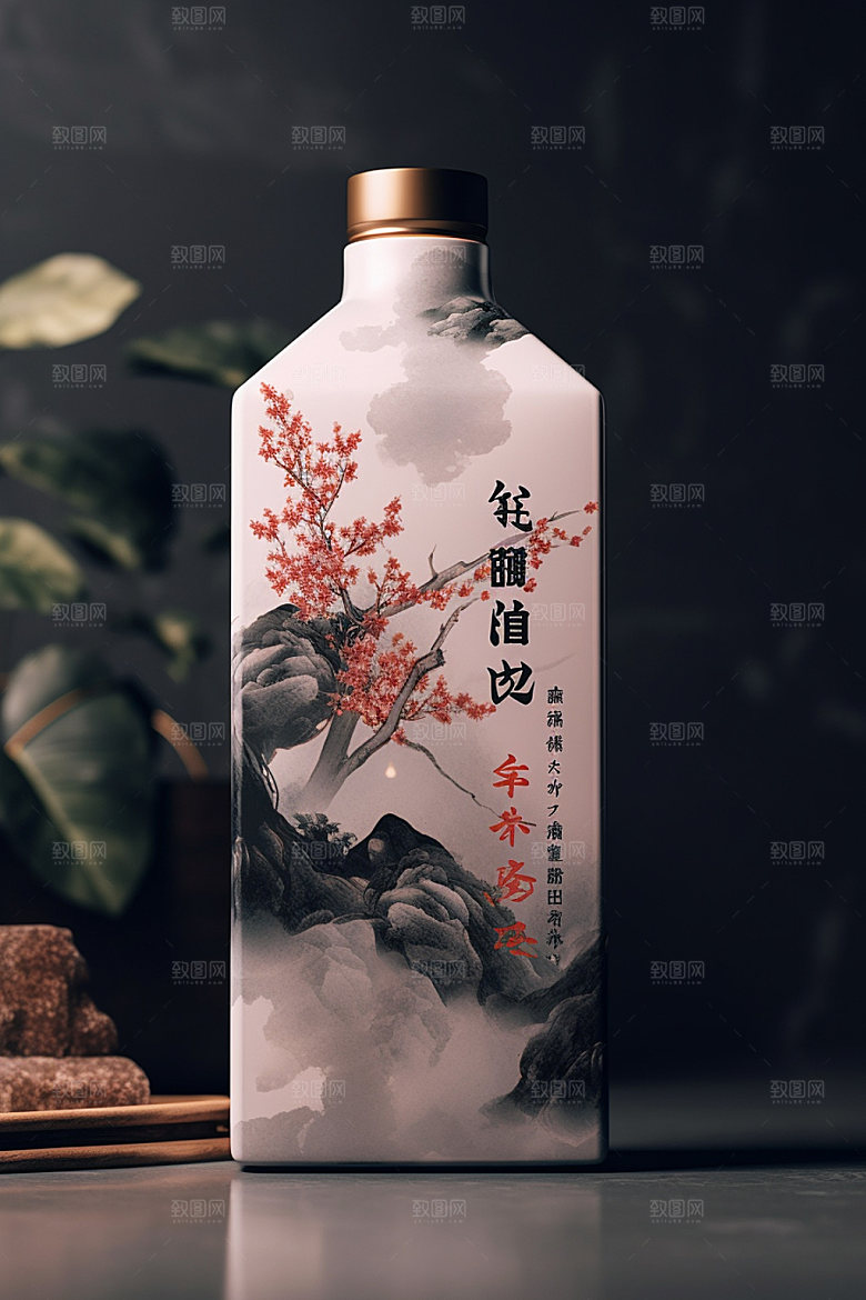 白酒酒瓶3D中国风模型