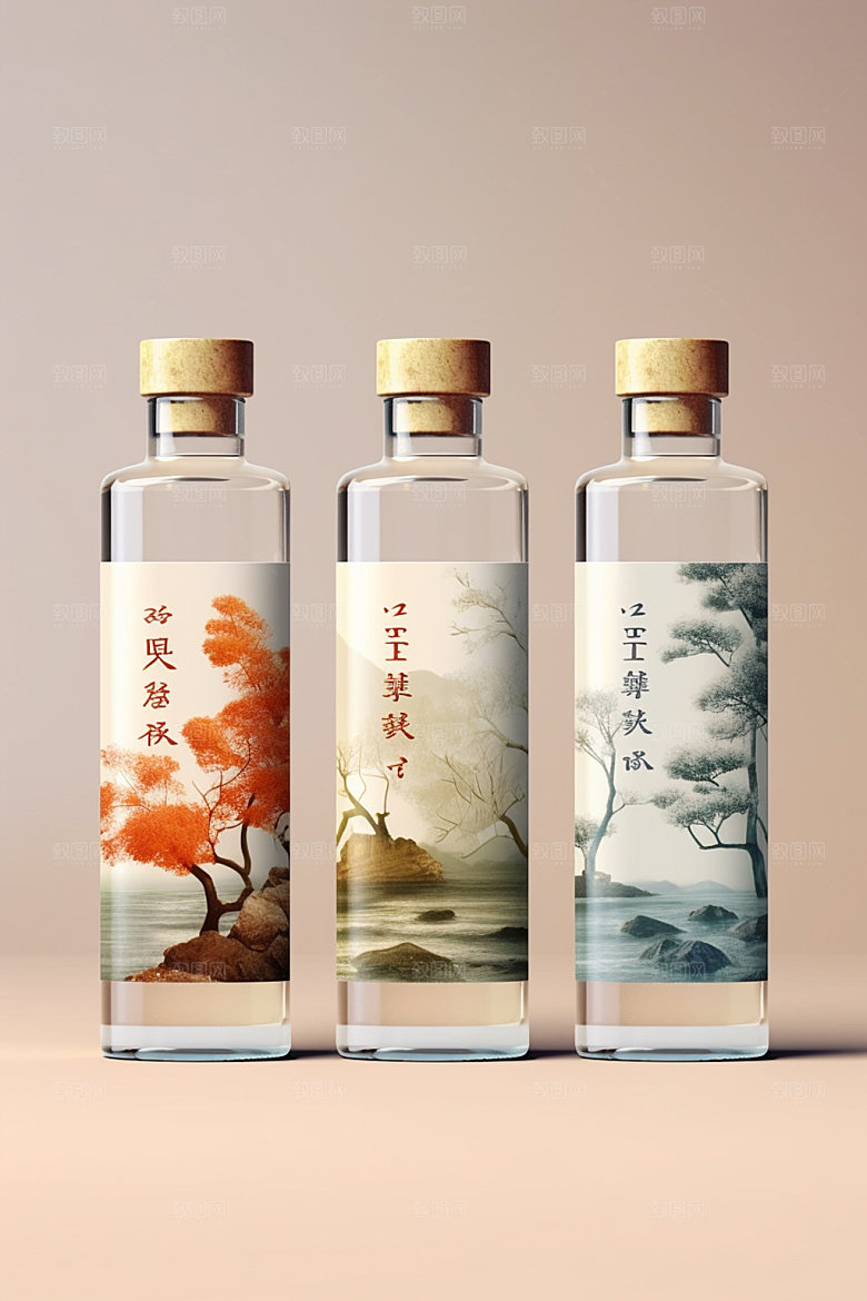 白酒酒瓶传统包装设计模型