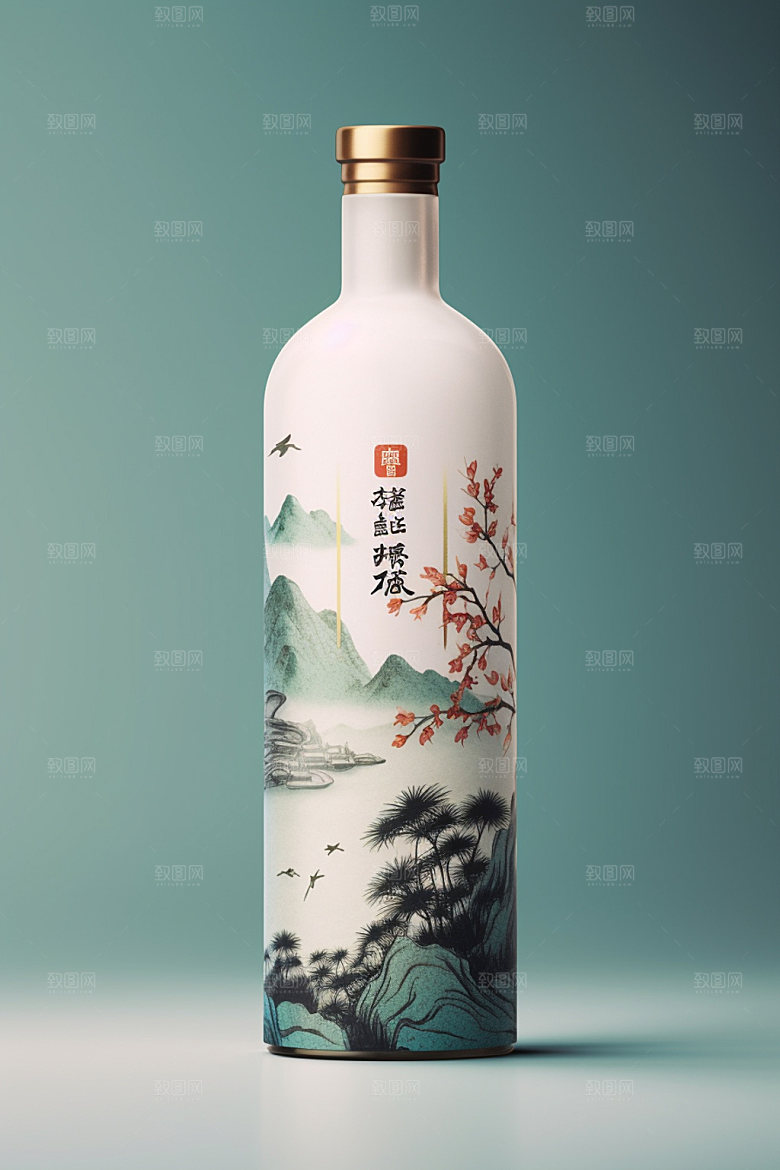 白酒酒瓶传统中式模型