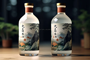 白酒酒瓶包装设计立体模型