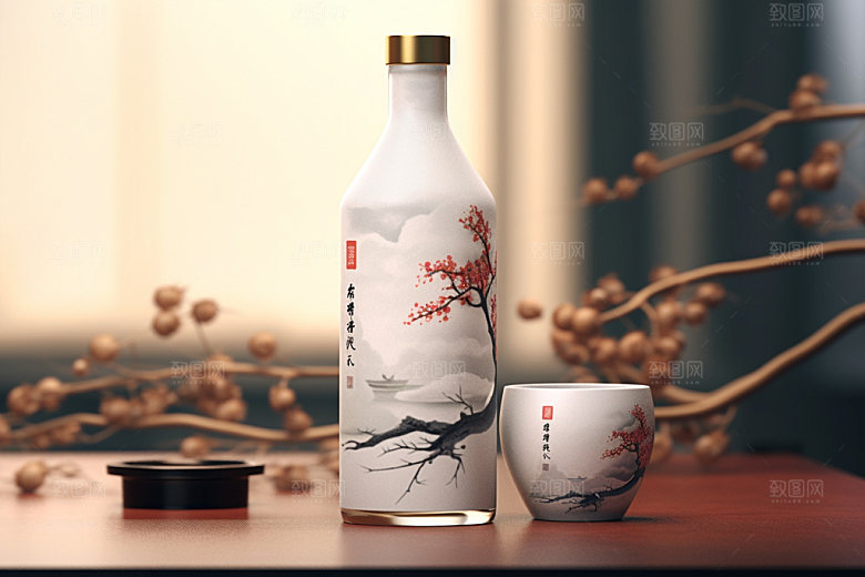 白酒酒瓶中式3D模型
