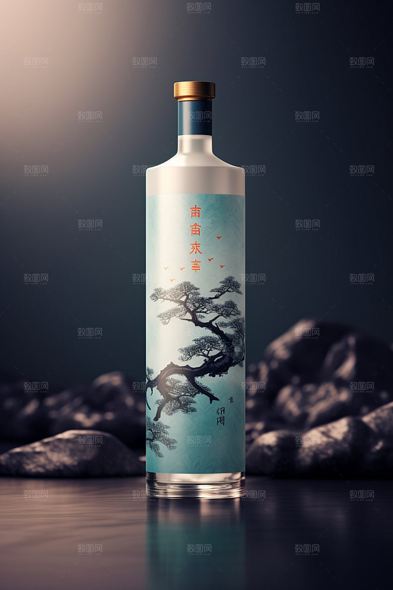 白酒酒瓶中国风传统模型