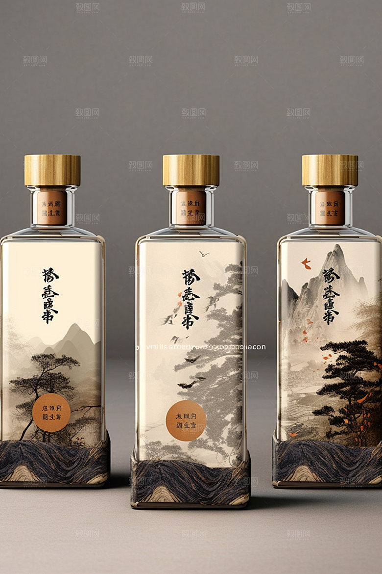 白酒酒瓶立体传统模型