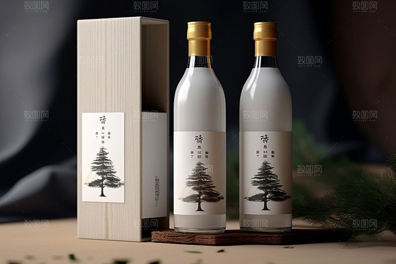 白酒酒瓶立体中式模型