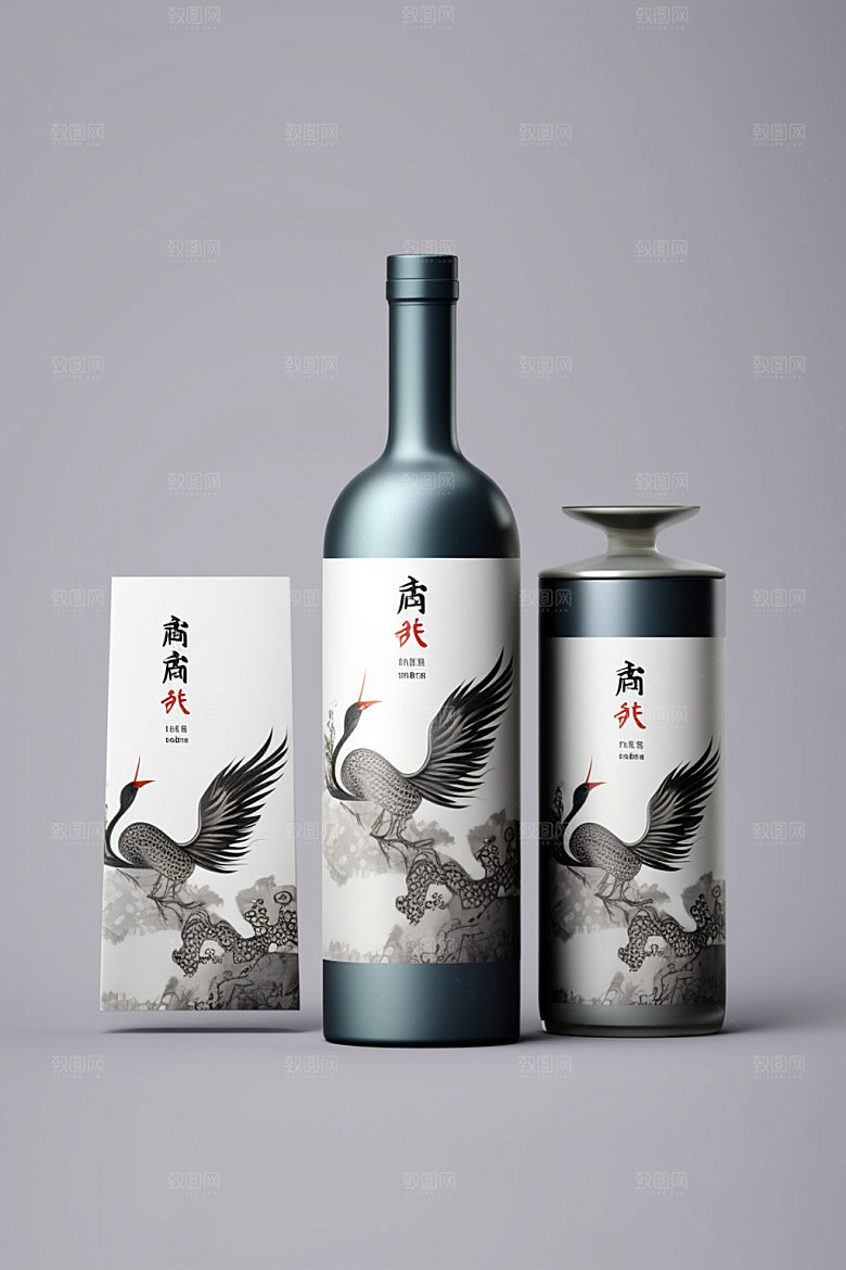 白酒酒瓶立体中国风模型
