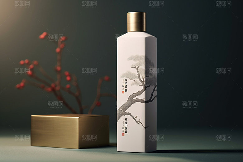 白酒酒瓶中式立体模型