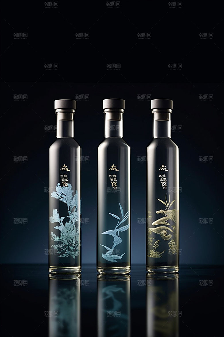 白酒酒瓶中式传统模型