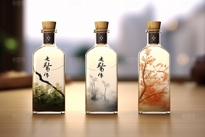 白酒酒瓶传统立体模型