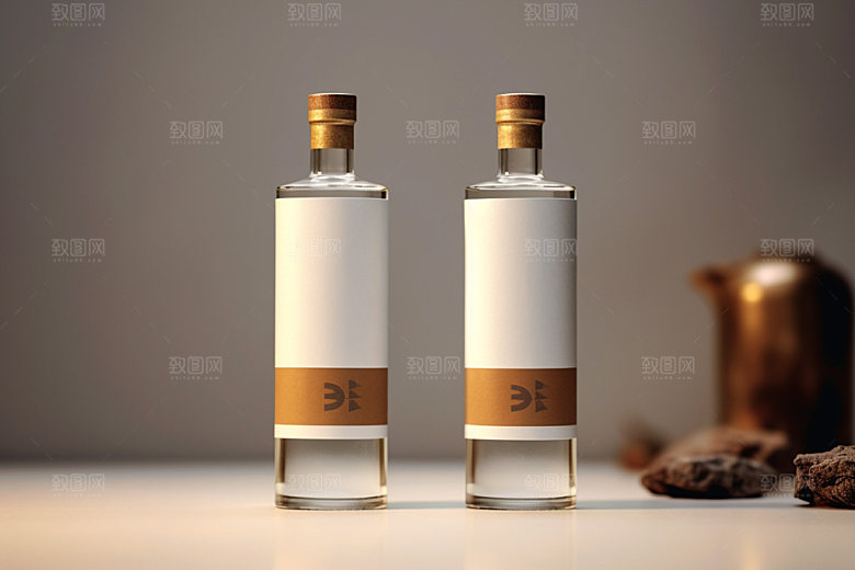 白酒酒瓶立体中式模型