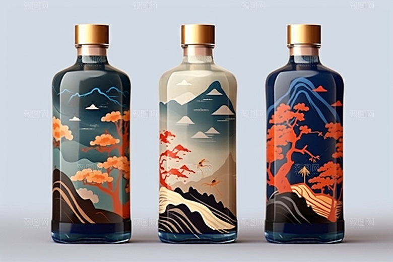 白酒酒瓶传统立体模型