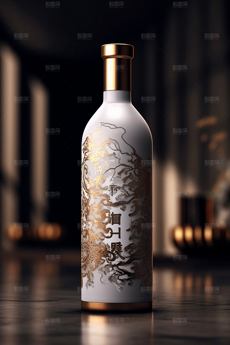 白酒酒瓶传统中式模型