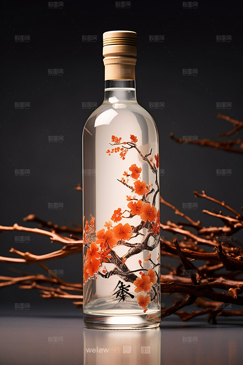 白酒酒瓶中式立体模型