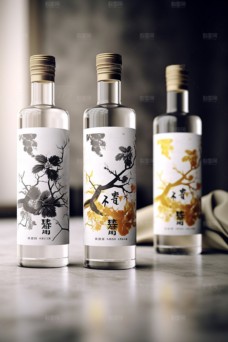 白酒酒瓶中国风传统模型