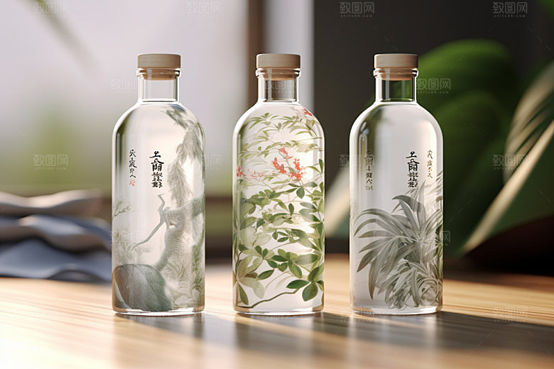 白酒酒瓶中国风中式模型