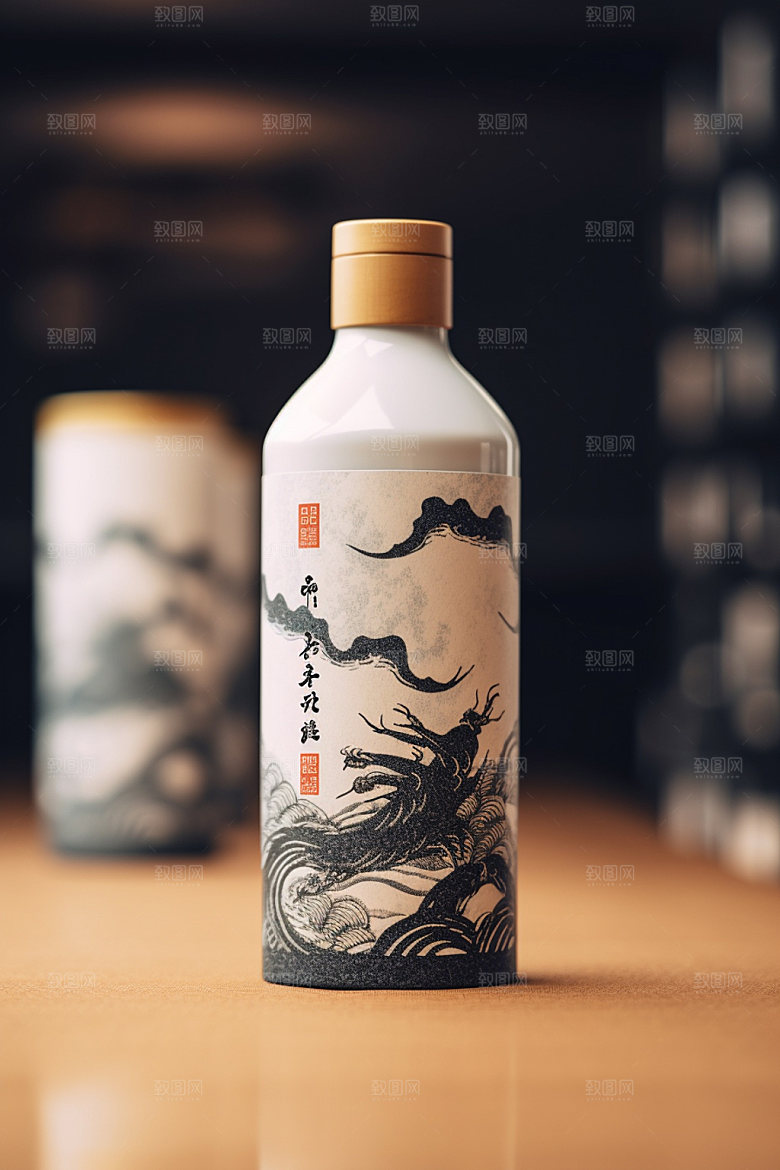 白酒酒瓶传统中式模型