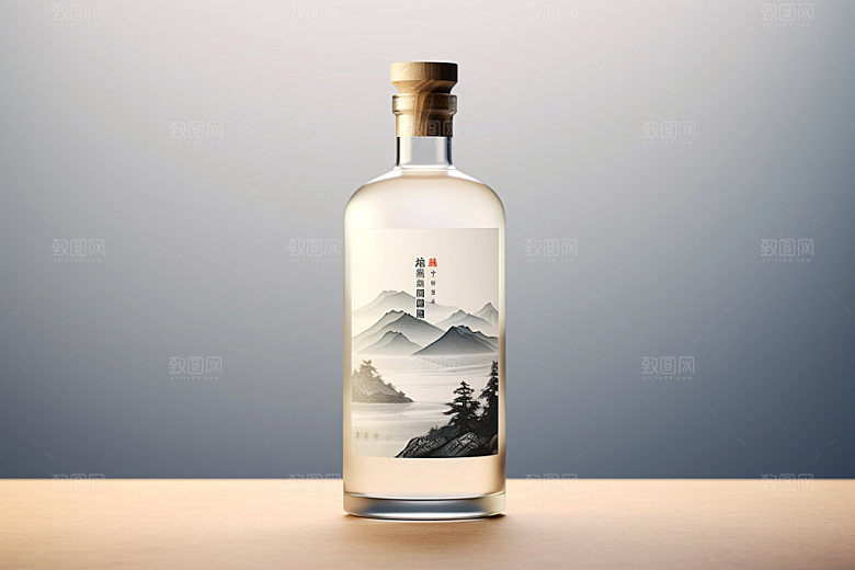 白酒酒瓶包装设计中式模型