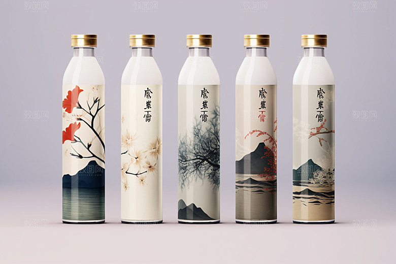 白酒酒瓶中国风包装设计模型