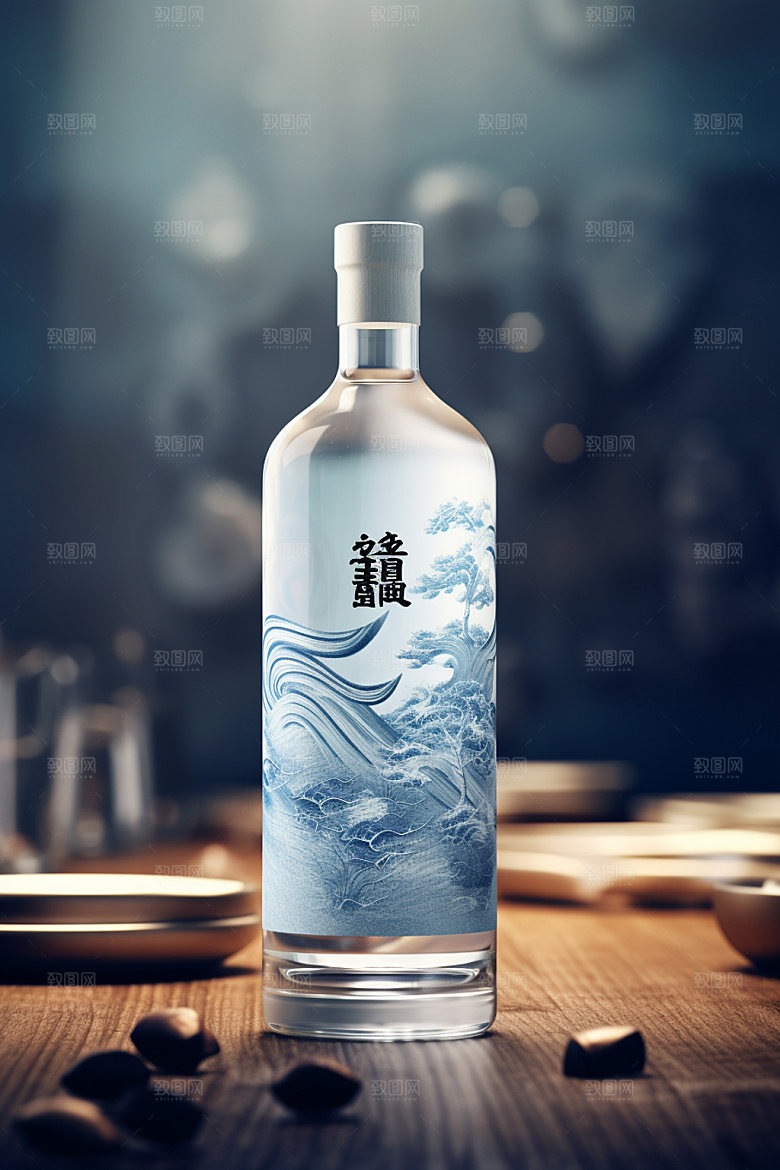 白酒酒瓶中式立体模型