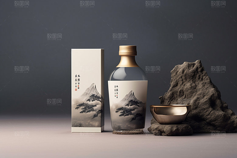 白酒酒瓶酒类包装设计模型