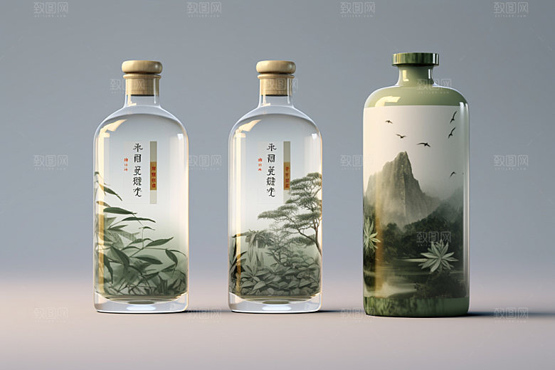 白酒酒瓶传统中式模型