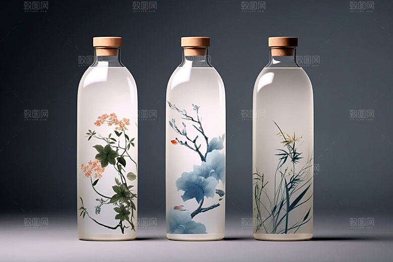 白酒酒瓶立体传统模型