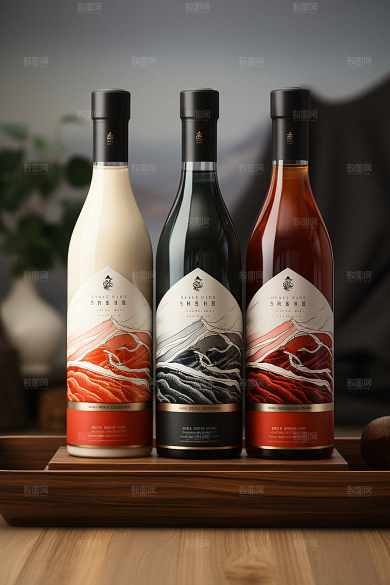 白酒酒瓶立体中国风模型