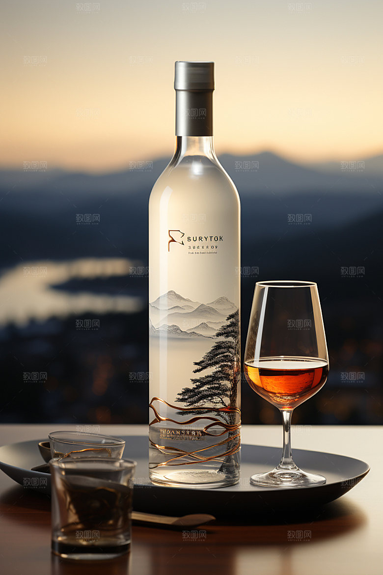 白酒酒瓶酒类包装设计模型