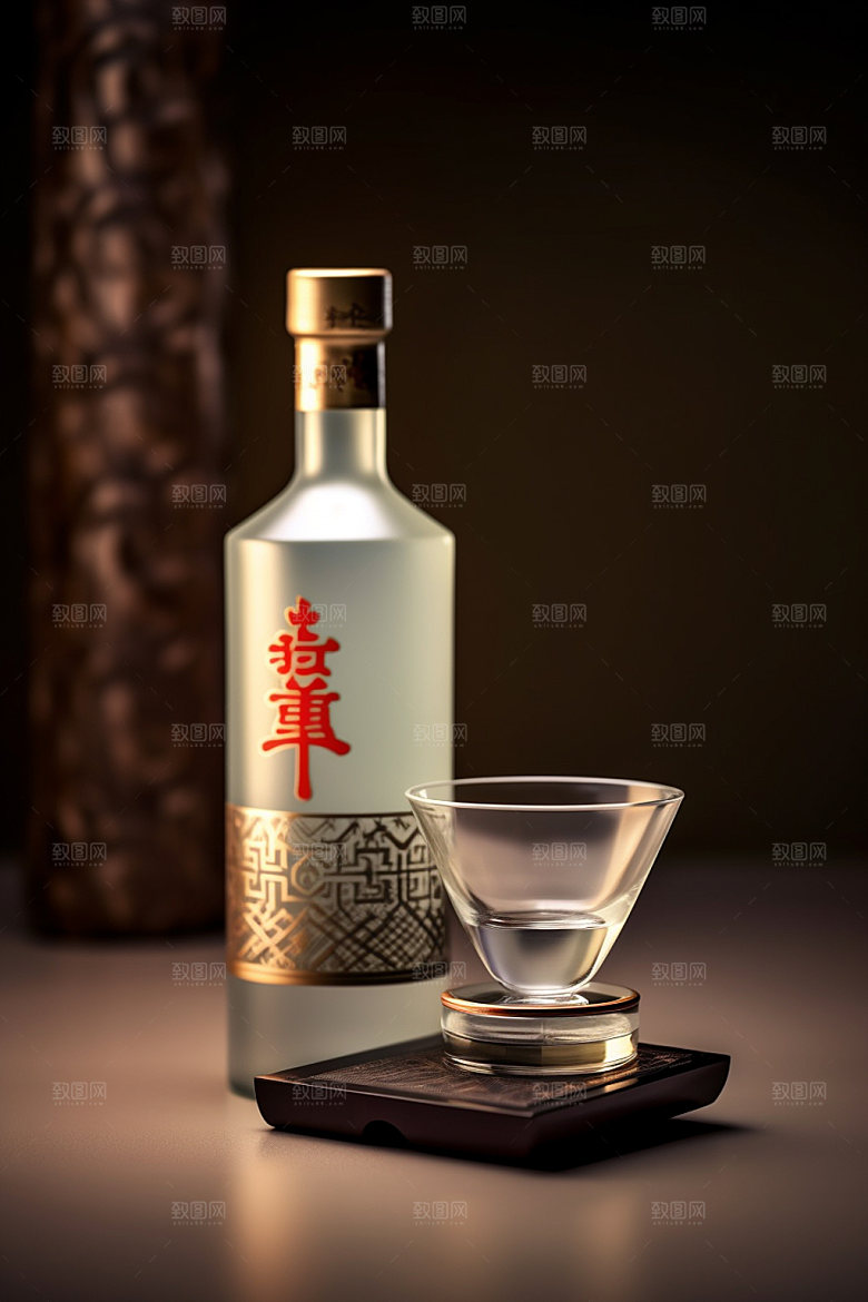 白酒酒瓶传统中国风模型