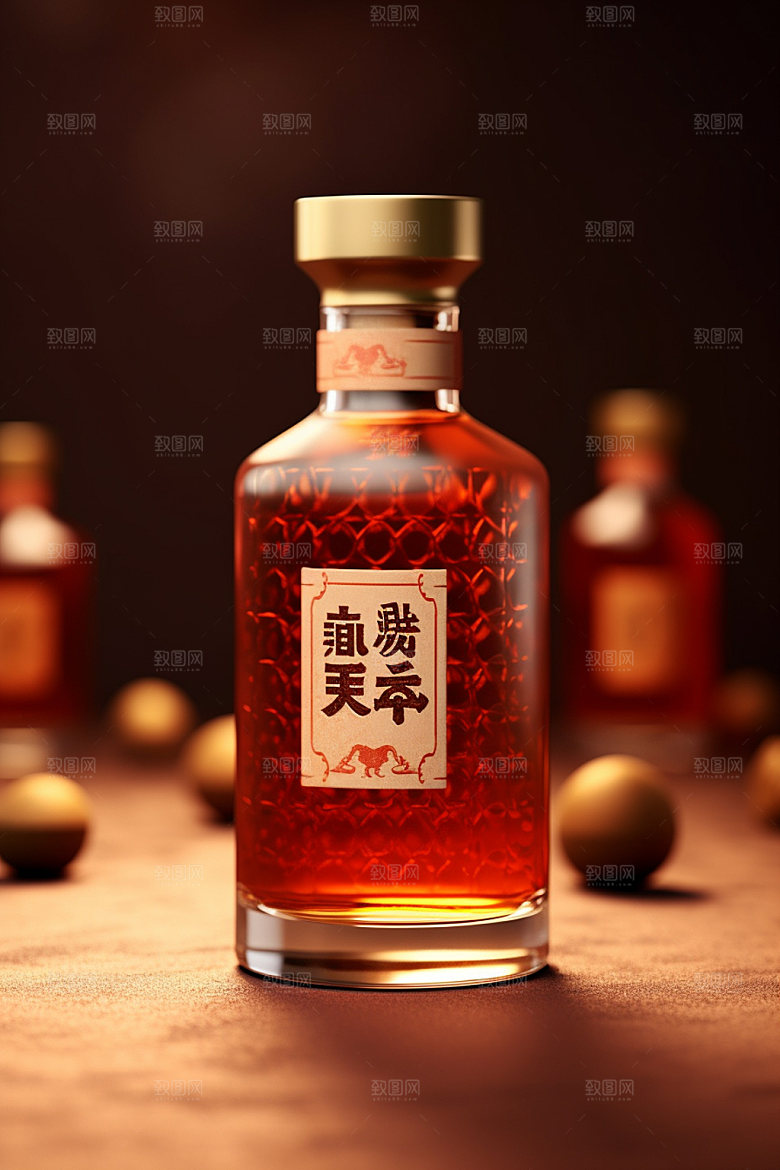 白酒酒瓶酒类传统模型