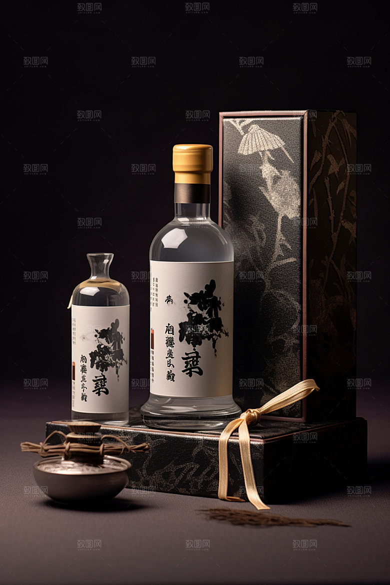 白酒酒瓶中式包装设计模型