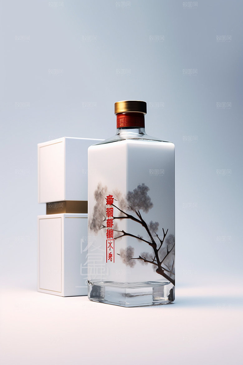 白酒酒瓶中国风传统模型