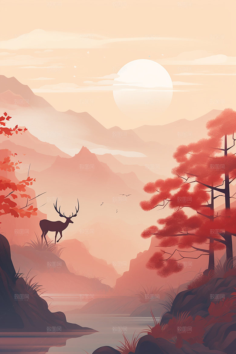 白露秋季深秋插画