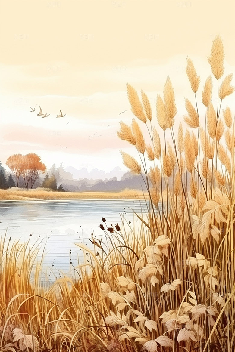 白露自然秋景插画