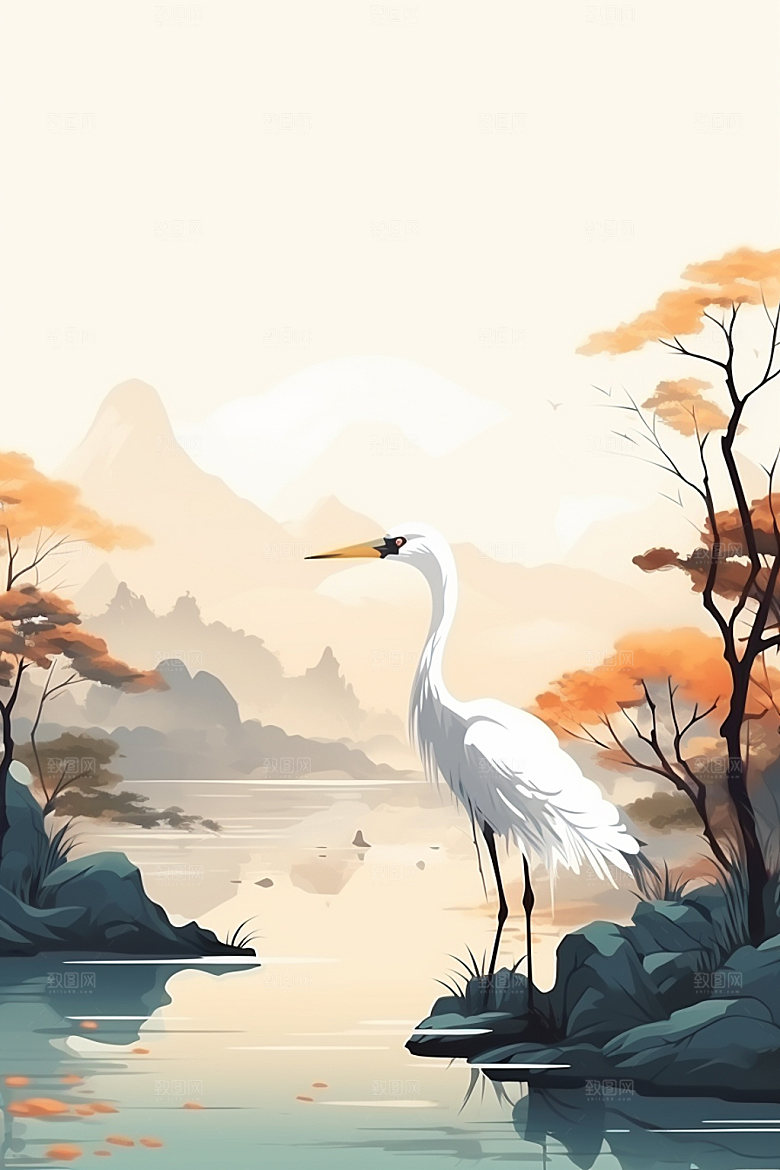 白露秋景秋天插画
