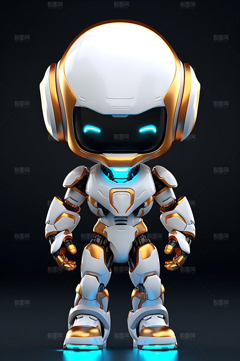 白色机器人智慧3D模型